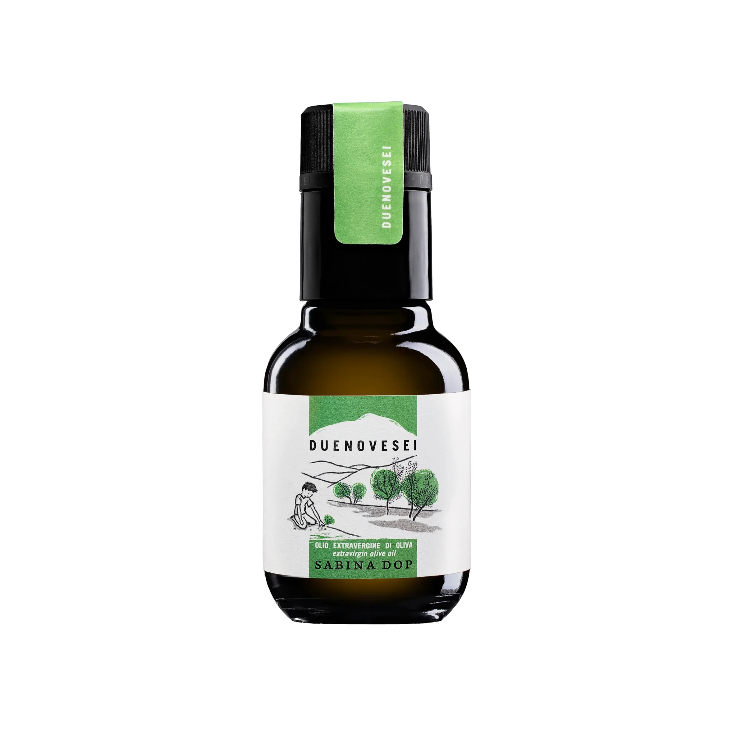 Bottiglia di olio extravergine di oliva DUENOVESEI Sabina DOP 100ml