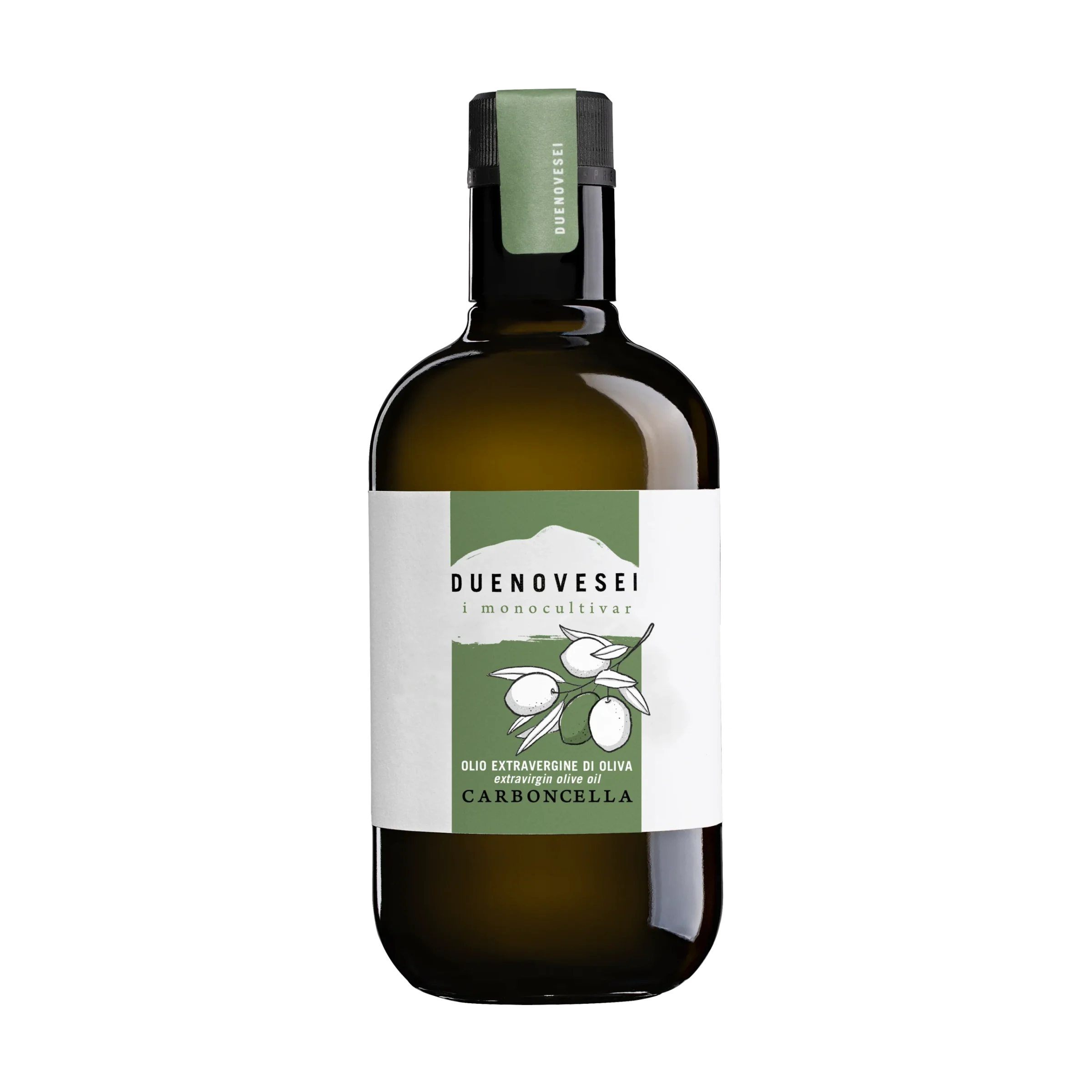 Bottiglia olio extravergine di oliva Monovarietale Carboncella DUENOVESEI 500ml