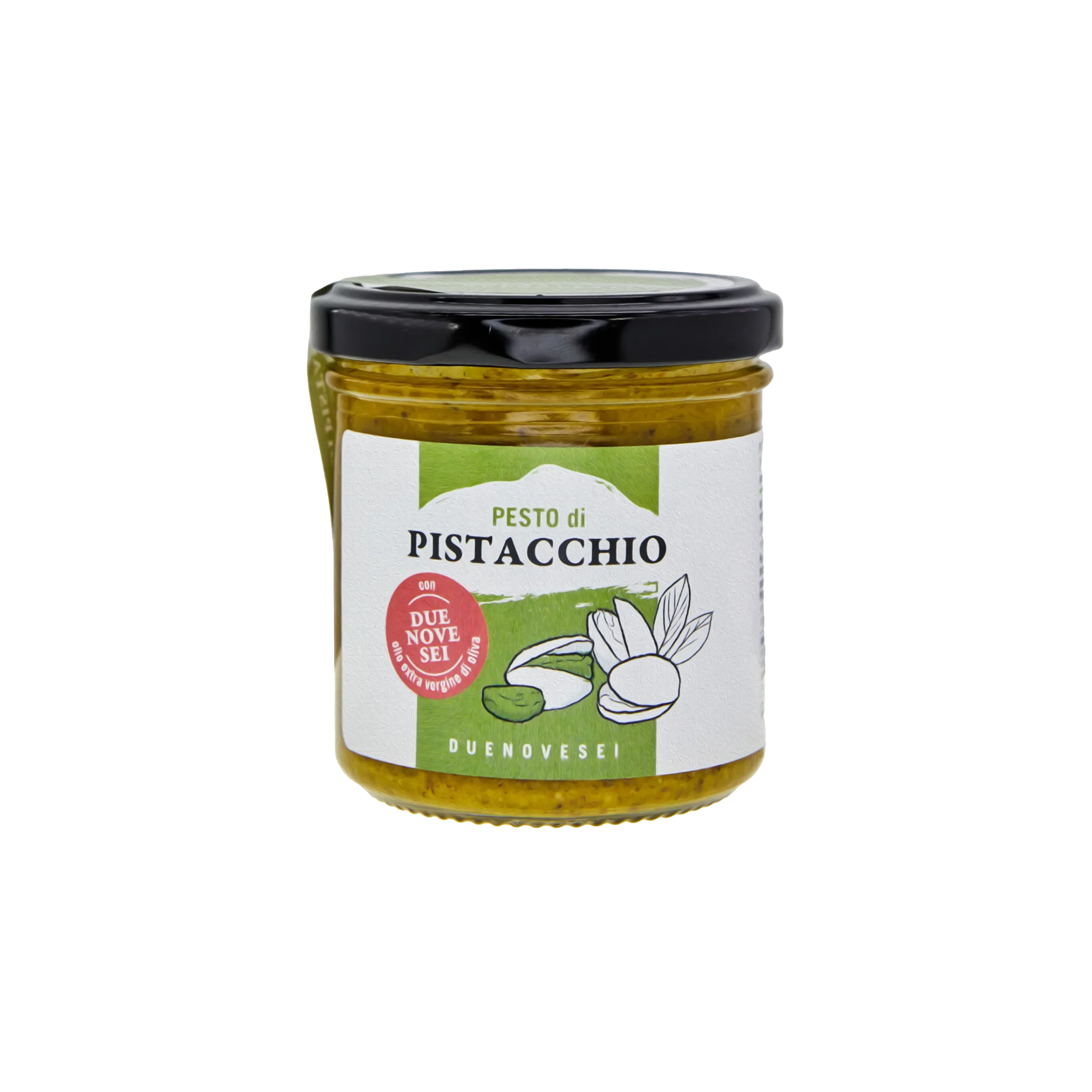 Vaso di pesto di pistacchio con olio extravergine di oliva DUENOVESEI